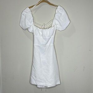 Zara White Pop Sleeve Mini Dresss